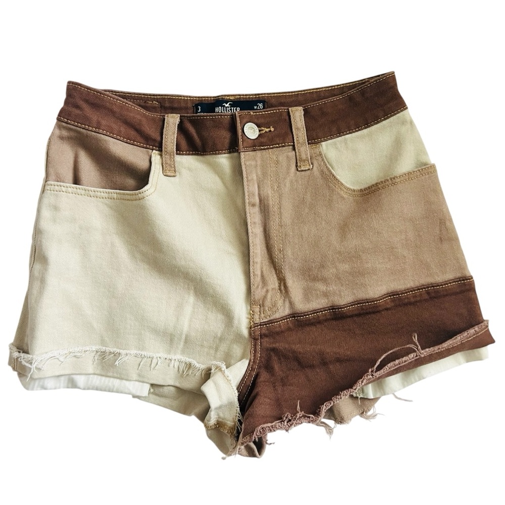 Hollister Colorblock High Rise Relaxed Stretch Jean Shorts